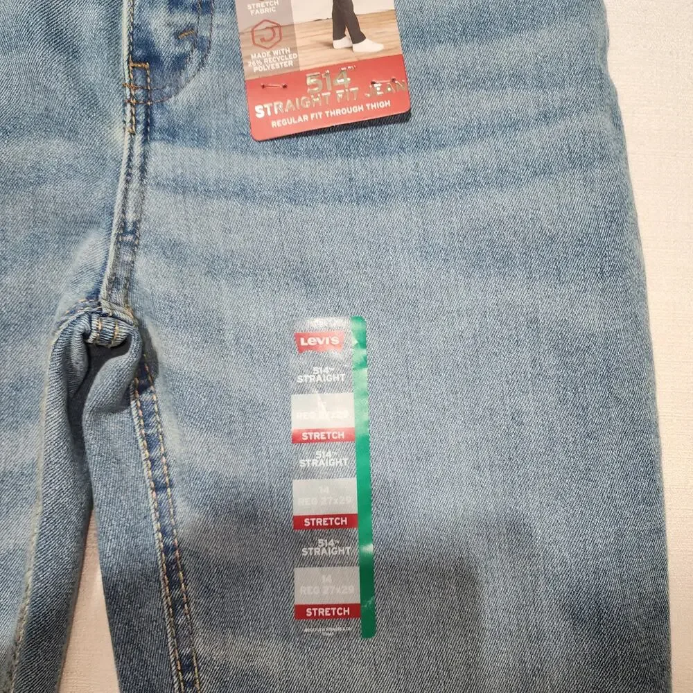 Levi's performance 514 kids straight jeans size 14 27''x29''